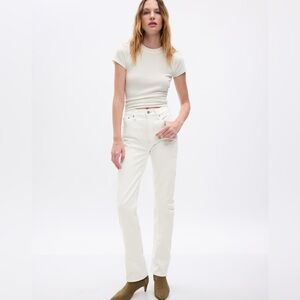 NWT GAP 90’s straight high rise white jeans